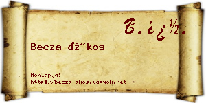 Becza Ákos névjegykártya